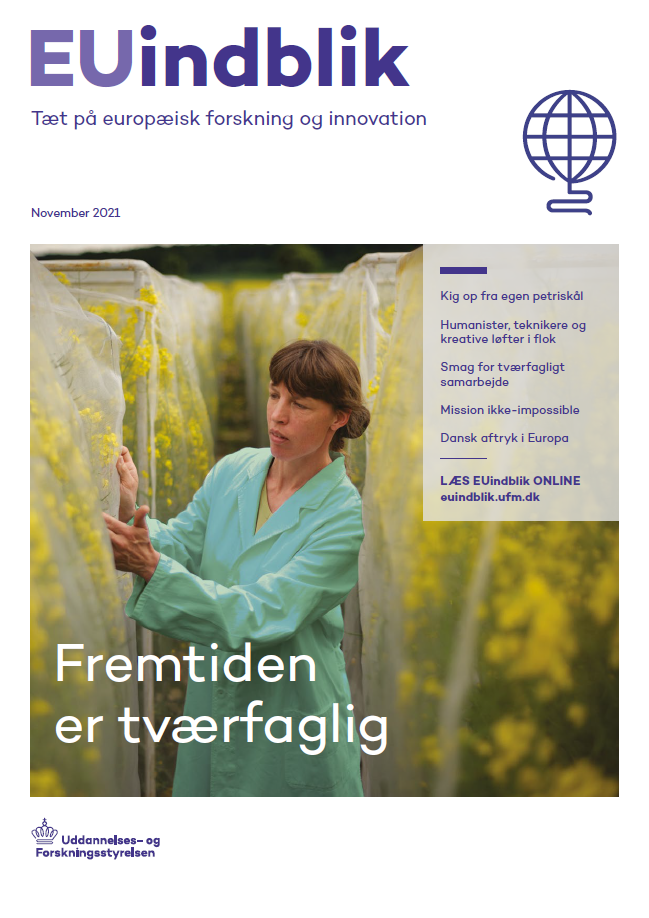 Magasinet sætter fokus på tværfagligt samarbejde i Horizon Europe. I magasinet kan du møde nogle af de personer, der har succes med at hæve blikket fra deres eget forskningsområde, søge nye samarbejder uden for Danmark og skabe ny viden.