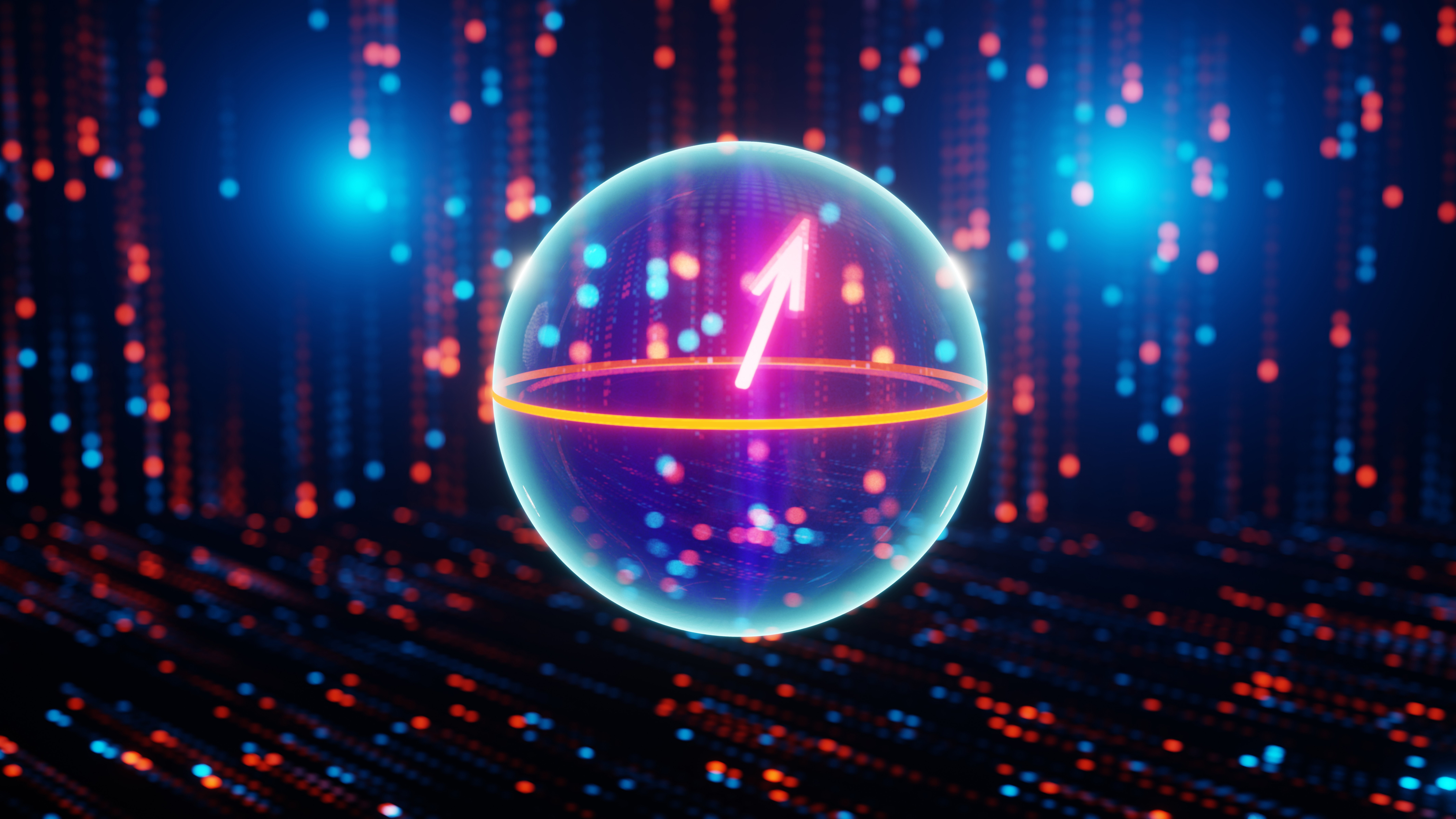 Illustration af en qubit, som kan ses som den kvantemekaniske generalisering af en klassisk bit. 