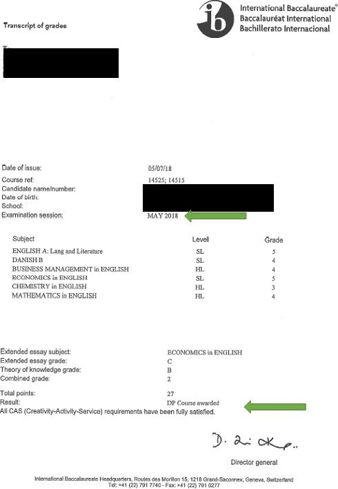 Transcript of grades