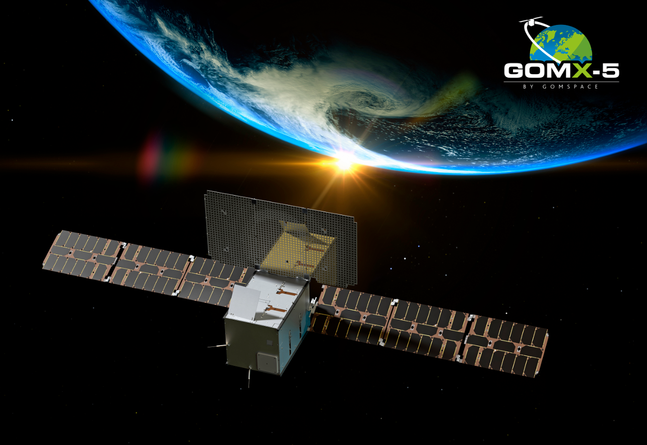 Den kommende GOMX-5 Satellit. Illustration: GOMSpace